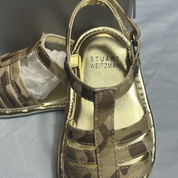 MY FIRST WEITZMANS STUART WEITZMAN Caesar Gold Baby Camo Sandals 4 (9-12M) W/Box - Picture 7 of 16